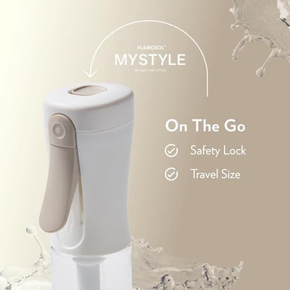 FLAIROSOL MyStyle Travel Continuous Spray Bottle, 3.04oz/90ml, White | Ultra fine continuous mist for face, hairstyling, salon, cleaning, beauty, toners, hydration & makeup - color: White, style: 1 Pack