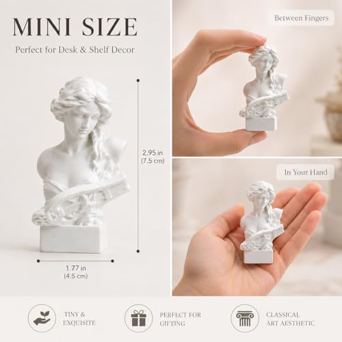 Resin Bust Statue 2.95 Inch Plaster Figurines Mini Home Decoration Sculpture White for Art Hobbyist-Artemis, Home Decoration - size: Artemis