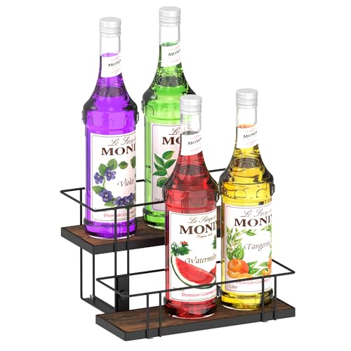 Alyoen Coffee Syrup Rack Organizer, 6 Bottles Syrup Holder Stand for Coffee Bar, Small Coffee Bar Organizer Shelf, Coffee Station Organizer for Countertop Wine, Liquor - color: 6 Bottles Coffee Syrup Rack