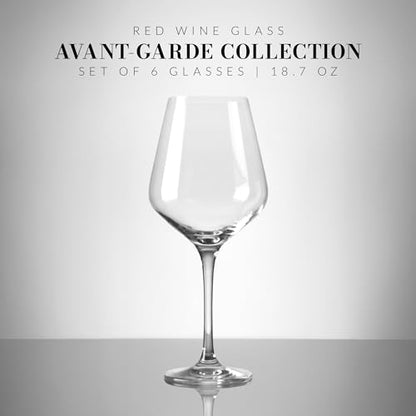 Krosno Classic Red Wine Glasses Set of 6 pieces, 16.6 oz, Avant-Garde Collection, Crystal Glass Thin Rim Long Stem Unique Elegant Premium, Dishwasher Safe, Made in Europe - size: 16.6 Ounces