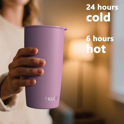 TILUCK 20 oz Insulated Coffee Tumbler with BPA-Free Lid | Travel Coffee Mug, Dishwasher Safe, Cup Holder Friendly, Double-Wall Vacuum Insulation for Hot & Cold Drinks, Matte Lilac - color: Matte Lilac, size: 20 Ounces