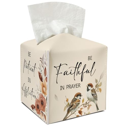 Bird Leather Tissue Holder with Bottom Belt Ideal for Women Housewarming Gift Tissue Box Cover Bathroom Car Nightstand Vanity Kitchen Decor Waterproof Napkin Organizer Dispenser - FS700 - color: Red 01
