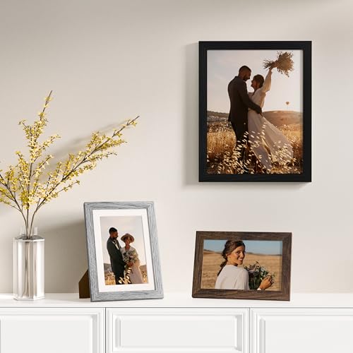 Vittanly 12 Pack Gallery Wall Frame Set, Black, Brown, Grey | Gallery Wall Frame Set: 4pcs 8x10, 4pcs 5x7 & 4pcs 4x6 Photos for Wall & Table, Picture Frames made of Engineered Wood - color: Black & Brown & Grey