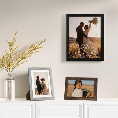 Vittanly 12 Pack Gallery Wall Frame Set, Black, Brown, Grey | Gallery Wall Frame Set: 4pcs 8x10, 4pcs 5x7 & 4pcs 4x6 Photos for Wall & Table, Picture Frames made of Engineered Wood - color: Black & Brown & Grey
