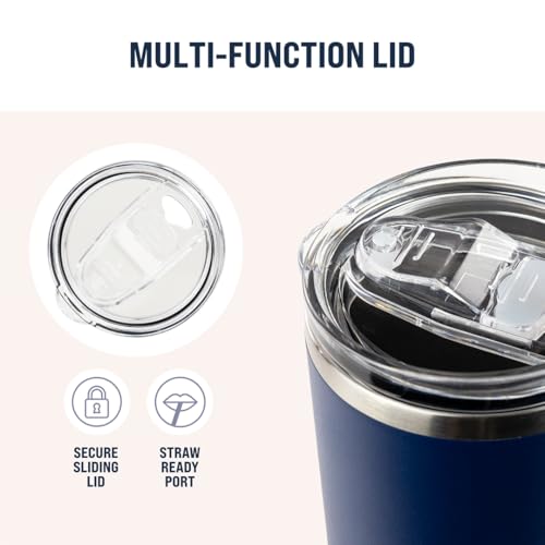 Hogg 20 oz Skinny - Navy Blue, Powder Coated Tumblers for Laser Engraving, Engravable Tumblers Bulk, Stainless Steel Cups Bulk, Insulated Cups with Lids - color: Navy Blue
