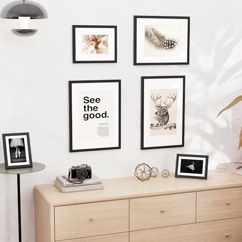 4x6 inch Picture Frame, 4x6 Photo Frames with 3.5x5 Removable Mat - High Definition Plexiglass - Vertical and Horizontal Display - Wall Hanging Frame - Black, 12 Pack - color: Black, size: 4x6, 12P