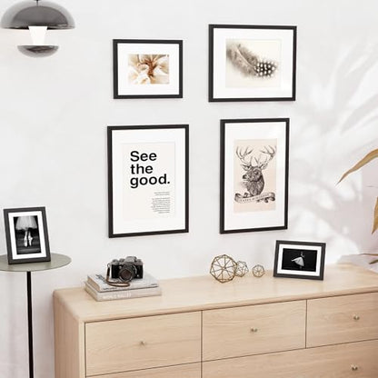 4x6 inch Picture Frame, 4x6 Photo Frames with 3.5x5 Removable Mat - High Definition Plexiglass - Vertical and Horizontal Display - Wall Hanging Frame - Black, 12 Pack - color: Black, size: 4x6, 12P