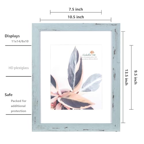 11x14 Picture Frame, Wall Gallery Photo Frame, Displays 11x14 inches without Mat or 8x10 inches with Mat, Blue 11x14 Frames - color: Blue, size: 11x14 inches 1P