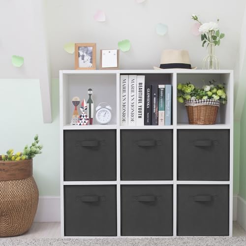 Storage Cubes, 11 Inch Cube Storage Bins, Set of 6, Fabric Foldable Storage Bins With Handles, Closet Storage Organizer Bins, Cubby Clothing Storage Baskets for Shelves, Black - color: Black, size: 6 Pack