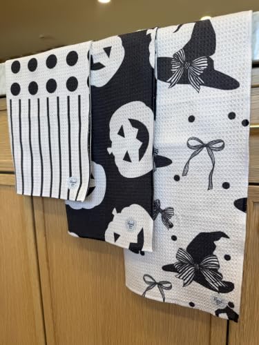 Kitchen Towels, Dish Towels for Kitchen, 3 Pc Kitchen Towel Set | Microfiber Waffle Towels, 16 x 26 inches, with Hanging Loops, Reusable Tea Towels, Cute Kitchen Towels - 3 Pack - color: Neutrals