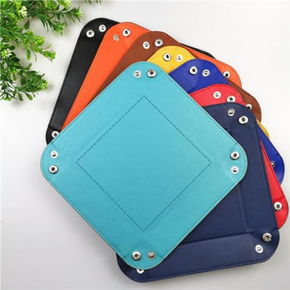 Valet Tray Desktop Storage Organizer – Vegan Leather Catchall Tray Bedside Vanity Tray Nightstand Caddy Holder for Remote Controller, Watch, Keys, Phone, Wallet, Coin, Jewelry, Sky Blue - color: Sky Blue