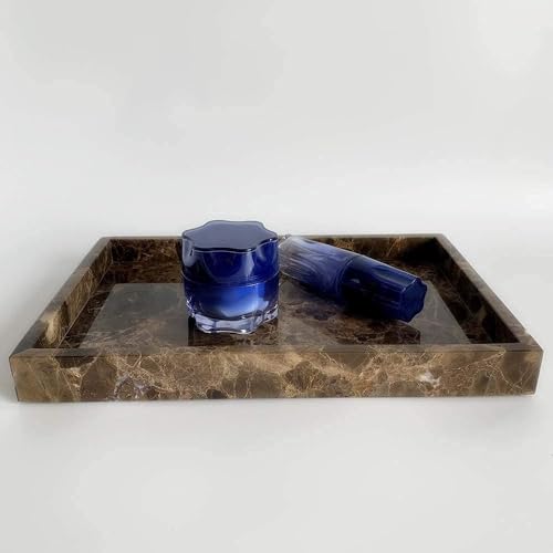 Natural Marble Storage Vanity Tray, Cosmetics Jewelery Tray, Kitchen Organizer, Coffee Table Tray (Coffee Net, 11.8L x 7.87W x 1.18H) - color: Coffee Net