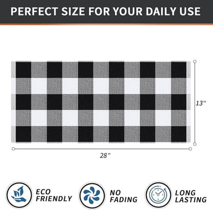Homaxy Cotton Plaid 12 Pack Kitchen Towels, 13" x 28", White & Black | Waffle Weave, Plaid, Super Soft and Absorbent Dish Towels, Quick Drying, Multi-Purpose - color: White & Black, size: 13 x 28 - 12 Pack