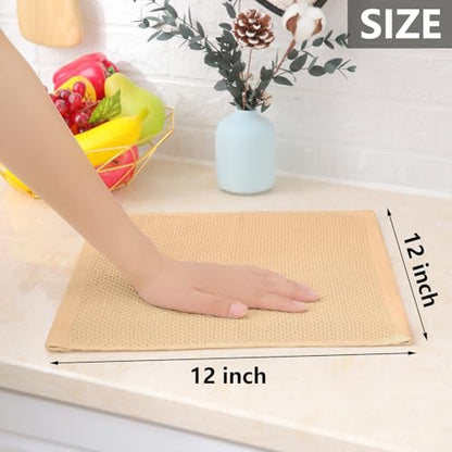 Homaxy 100% Cotton Waffle Weave Kitchen Dish Cloths 12-Pack, Apricot | 12 x 12 Inches, Ultra Soft Absorbent Dish Towels, Quick Drying Dish Rags with Hanging Loop - color: Apricot, size: 12 X 12 - 12 Pack