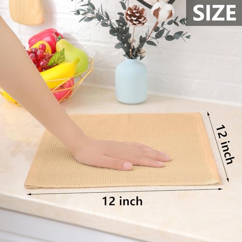 Homaxy 100% Cotton Waffle Weave Kitchen Dish Cloths 8-Pack, Apricot | 12 x 12 Inches, Ultra Soft Absorbent Dish Towels, Quick Drying Dish Rags with Hanging Loop - color: Apricot, size: 12 X 12 - 8 Pack
