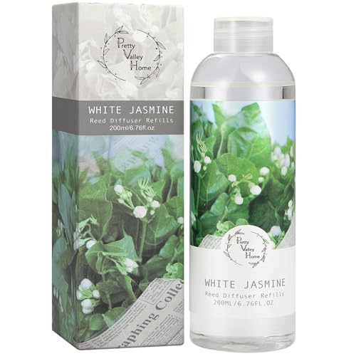 Reed Diffuser Refill, White Jasmine Floral Diffuser Oil 6.76 fl.oz / 200ml, Home Fragrance for Bedroom, Bathroom, Office Decor - color: White Jasmine