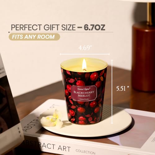 HomeLights Soy Wax Candles for Home Scented, 1-Wick Candles in Blackcherry Merlot Scented, Aromatherapy Candles Gift for Parties, Relaxing, Eclectic Mixed Styles, 6.7oz - color: Blackcherry Merlot