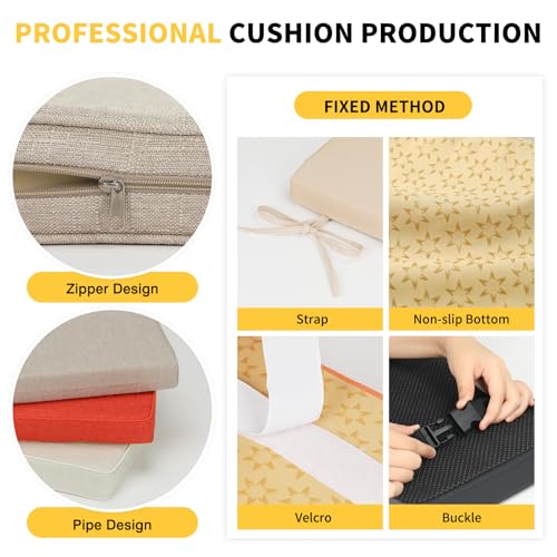 Custom Bench Cushions for Indoor Furniture, Bay Window Seat Cushion Indoor, 70D Thicken Foam Bench Pad, Non-Slip Indoor Seat Cushion, Outdoor Waterproof Garden Patio Furniture Swing Cushion