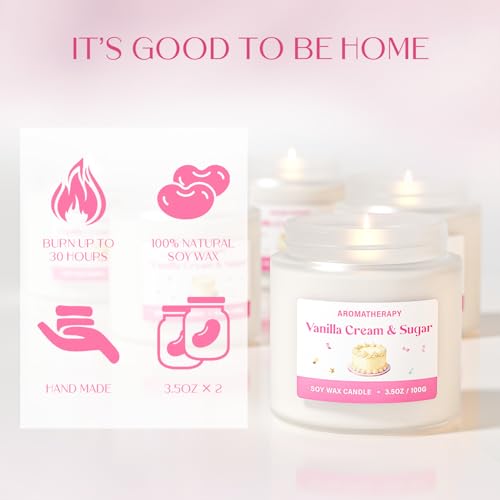Birthday Candle, Scented Candles Gifts for Women, Soy Candle Gift Set, Pink Birthday Candles, 2 Pack Sweet Aromatherapy Candles for Celebration & Relaxing - color: Birthday Candle