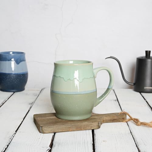 Bosmarlin Extra Large Ceramic Coffee Mug, 25 Oz, Dishwasher and Microwave Safe, Oversized Big Tea Cup for Office and Home, Reactive Glaze (Green) - color: Green