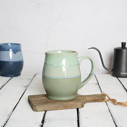 Bosmarlin Extra Large Ceramic Coffee Mug, 25 Oz, Dishwasher and Microwave Safe, Oversized Big Tea Cup for Office and Home, Reactive Glaze (Green) - color: Green