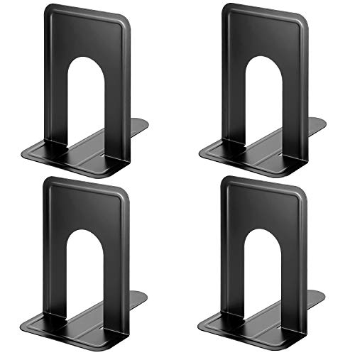 MaxGear 8.5 in Extra Large Heavy Duty Metal Book Ends, Bookends for Shelves | Universal Premium Non-skid Bookend, Black Book Stopper for Books/Movies/CDs/Games, 8.5 x 5.9 x 7.8 in, 2 Pairs/ XL - size: XL - 2 Pairs
