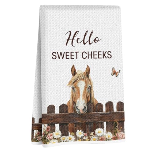 Funny Farmhouse Horse Kitchen Dish Towels, Farmers Gifts for Men Women Farm | Horse Gifts for Horses Lovers Farmer, Christmas Birthday Party Bathroom Decor, Gift for Moving House, Funny Hand Towels - color: Horse