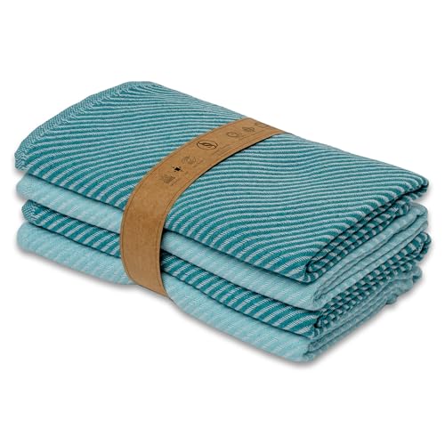 Ossano Kitchen Hand Towels - 4 Pack, (20" x 30") - Soft & Decorative - Versatile as, Dish Towels, Kitchen Towel, Dish Towels for Kitchen, Dishtowels, Teal and Oil Blue - color: Teal and Oil Blue
