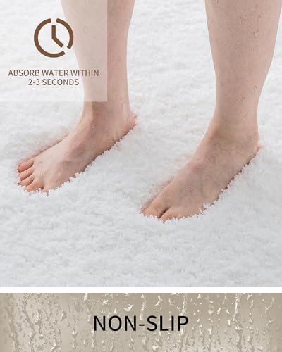 Toilet Rugs U-Shaped Mat 24x22, Contour Bathroom Mat - Ultra Soft & Absorbent Microfiber, Quick-Dry, Machine Washable with High Density Foam Latex Non Slip Backing, White - color: White, size: 24" X 22"(Toilet Rug)