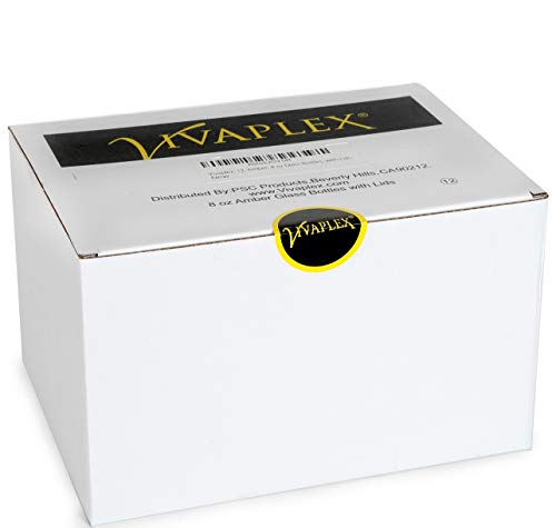 Vivaplex, 12, Amber, 8 oz Glass Bottles, with Lids.