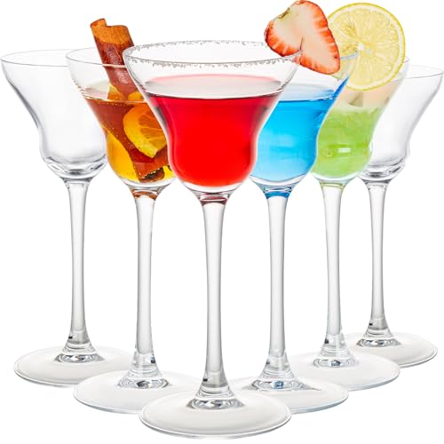 Vintage Art Deco Coupe Glasses, Set of 6 Ribbed Coupe Cocktail Glasses, 5.5 oz Classic Martini Glasses, Elegant Hand Blown Manhattan Goblet for Bar, Martini, Cosmopolitan, Gimlet, Pisco Sour - style: Trumpet Shaped