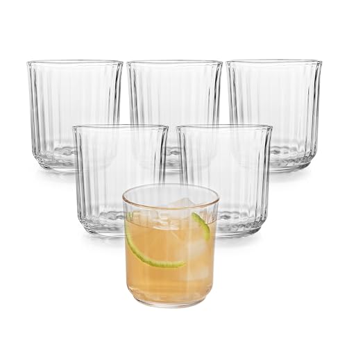 Libbey Paneled Double Old Fashioned Glasses, 11.2 Oz Fine Ribbed Line Whiskey Drinking Glasses, Dishwasher Safe Rocks Glass Set for Spirits, Cocktails - color: Paneled DOF