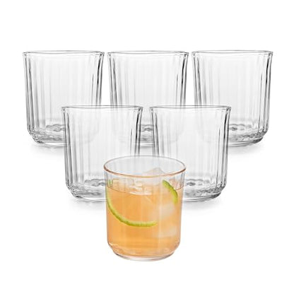 Libbey Paneled Double Old Fashioned Glasses, 11.2 Oz Fine Ribbed Line Whiskey Drinking Glasses, Dishwasher Safe Rocks Glass Set for Spirits, Cocktails - color: Paneled DOF