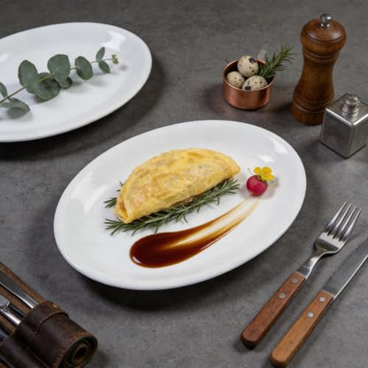 Restaurant Value, Stoneware Coupe Shape Oval Platter 9.75" x 7.25", Bright White, Case of 24 - color: Bright White, size: Oval Platter 9.75" x 7.25"