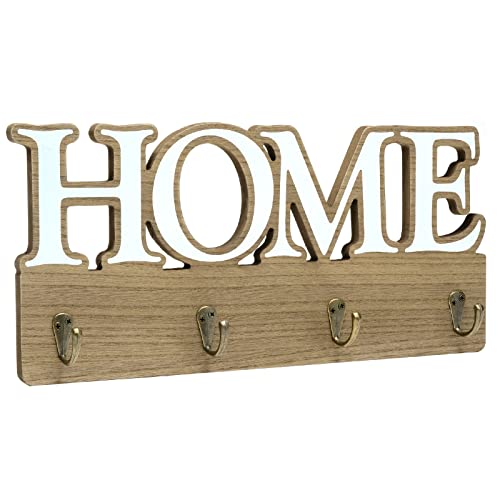 EXCELLO GLOBAL PRODUCTS Rustic Home Wall Mounted Coat Rack with 4 Hooks. Overall Size is 16" x 7". Use as Coat Rack, hat Organizer, Key Holder. Perfect for Entryway, Kitchen, Bathroom, Hallway - style: HOME