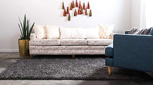 Unique Loom Solid Shag Collection Area Rug (2' x 3' 1" Rectangle, Graphite Gray) - color: Graphite Gray, size: 2' x 3'1" (Rectangular)