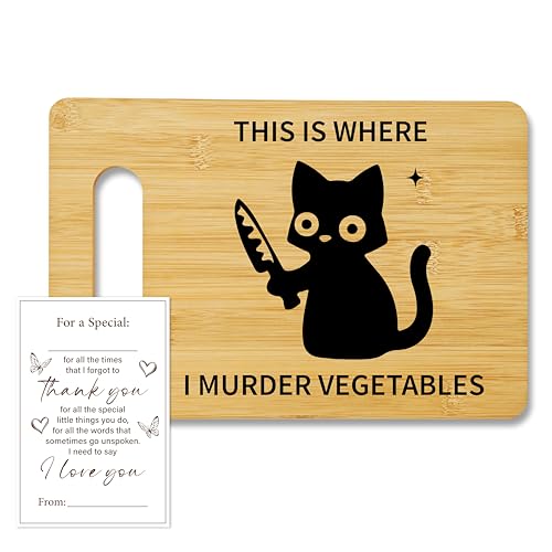 Funny Black Cat Cutting Board-This Is Where I Murder Vegetable, Charcuterie Board for Kitchen Decor, House Warming Gifts for Cat Lovers Couples Friends -05 - color: This Is Where I Murder Vegetable