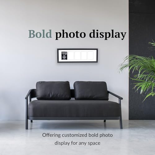 Creative Letter Art 5 Opening Glass Face Black Picture Frame to hold 5 by 7 inch Photographs including 10x32-inch White Mat Collage - color: 5 opening, size: Black w/ White