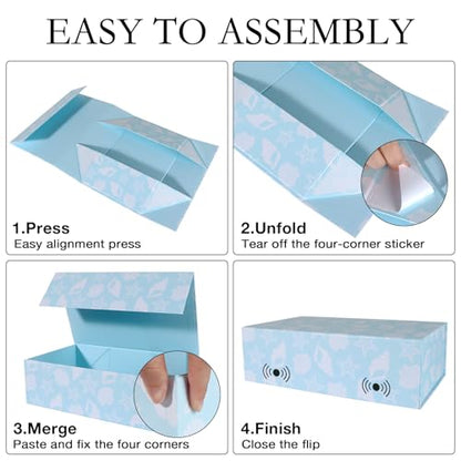 LFBOX Blue Ocean Theme Gift Box with Magnetic Lids 5 Pack | Large Bridesmaid Groomsman Proposal Boxes,13.8x8.3x4.4 in, Collapsible Rectangle Storage Box Bulk - color: Ocean Theme, size: 1 Count (Pack of 5)