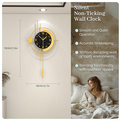 Large Modern Wall Clocks for Living Room Gold Silent Analog Clock | Battery Operated for Living Room,Bedroom,Kitchen,Office or Entryway Geometric Iron Design Wall Decor for Home 15.7*27.5 inch - style: Antique