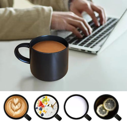 15 oz black coffee mug set of 4 stackable heavy ceramic mug for Tea Milk Latte, Dishwasher, Microwave safe - color: Black