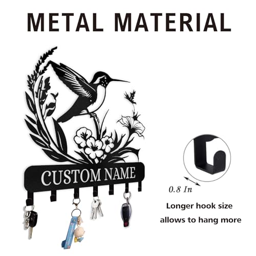 Personalized Metal Key Holder for Wall | Key Holder Wall Mount | Custom Name Bird Design Key Rack Hanger with Hooks | Key Rack Coat Rack | Key Hanger Wall Hanging for Kitchen Bedroom Office - color: 02 Bird