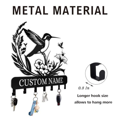 Personalized Metal Key Holder for Wall | Key Holder Wall Mount | Custom Name Bird Design Key Rack Hanger with Hooks | Key Rack Coat Rack | Key Hanger Wall Hanging for Kitchen Bedroom Office - color: 02 Bird