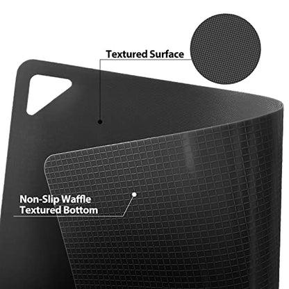 WK Flexible Plastic Cutting Boards for Kitchen, Cutting Board Mats Set of 3, Nonslip Cutting Board for Meat, Thin Cutting Sheets with Hole, Dishwasher Safe, BPA Free, 14.5x11.5" - color: Multi Grey - Large - 3