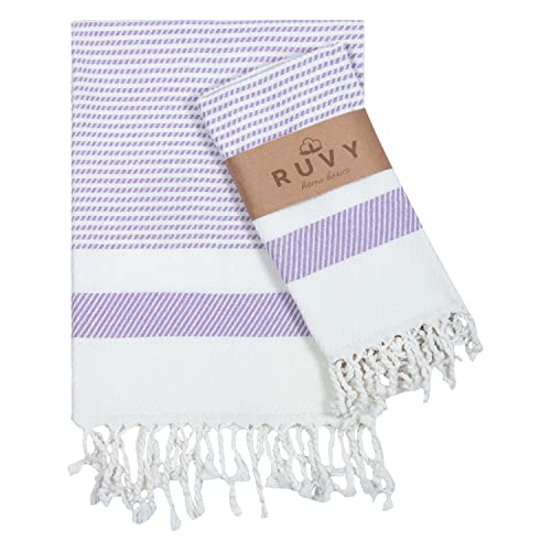 Ruvy Home Basics Turkish Hand Towels for Bathroom Set of 2 | 18"x40", Cotton | Decorative Towel for Bathroom, Kitchen, Dishcloth, Tea, Yoga, Face, Gym - Lavender - color: Lavender, size: Modern - 2 Pack