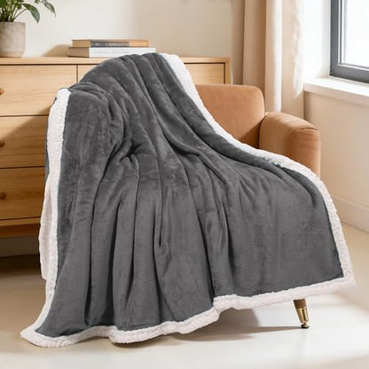 BEAUTEX Sherpa Fleece Twin Blankets Soft Fluffy Flannel Plush Cozy | Fuzzy Grey Cuddle Blanket for Couch, Bed, Sofa, Adults (60" x 80", Grey) - color: Grey, size: Twin-60"x80"
