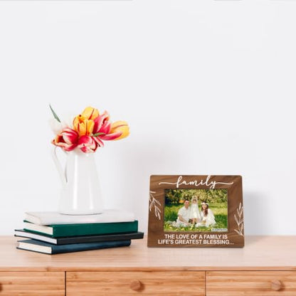 Family Gifts, Wooden Picture Frame - The Love of a Family is Life's Greatest Blessing, Gift for Dad, Mom, Grandparents, Father, From Son, Daughter, Rustic Photo Frames 4 x 6-Nature Wood Texture A1 - color: Color 02