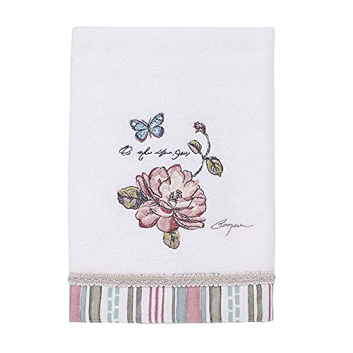 Avanti Linens - Hand Towel, Soft & Absorbent Cotton, Embroidered Bathroom Decor (Butterfly Garden Collection) - size: Hand Towel