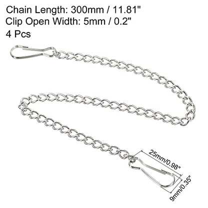 MECCANIXITY Hanging Chain with Snap Clips 11.81 Inch Garden Plant Hangers for Signboard Chalkboard Basket Lantern Wind Chime, Stainless Steel Pack of 4 - size: 11.81 Inch