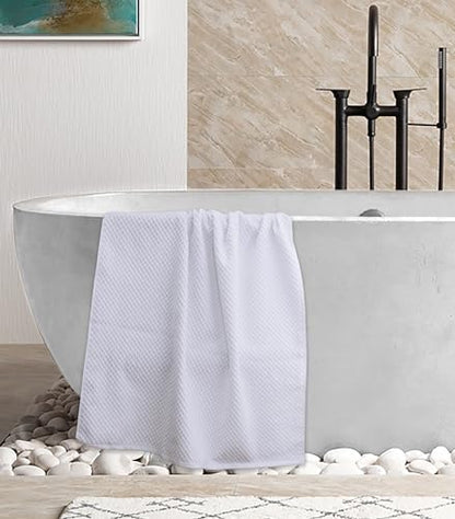 COTTON CRAFT Euro Spa Waffle Weave 6 Piece Towel Set - 100% Cotton - White | 2 Oversized Luxurious Large Bath Towels, 2 Hand Towels, 2 Washcloths - Soft Plush Super Absorbent Low Lint Quick Dry - color: White, size: 6 Piece Towel Set